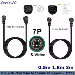 Adaptador Conector Mini DIN 7 Pines Ángulo Macho-Hembra TV