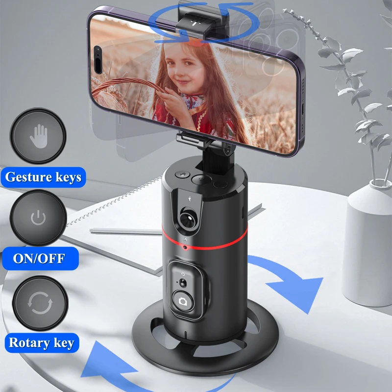 Estabilizador de cardán inteligente para teléfono inteligente, palo de Selfie, monopié de seguimiento de escritorio, PTZ, rotación de 360, para Tiktok en vivo - imagen 5