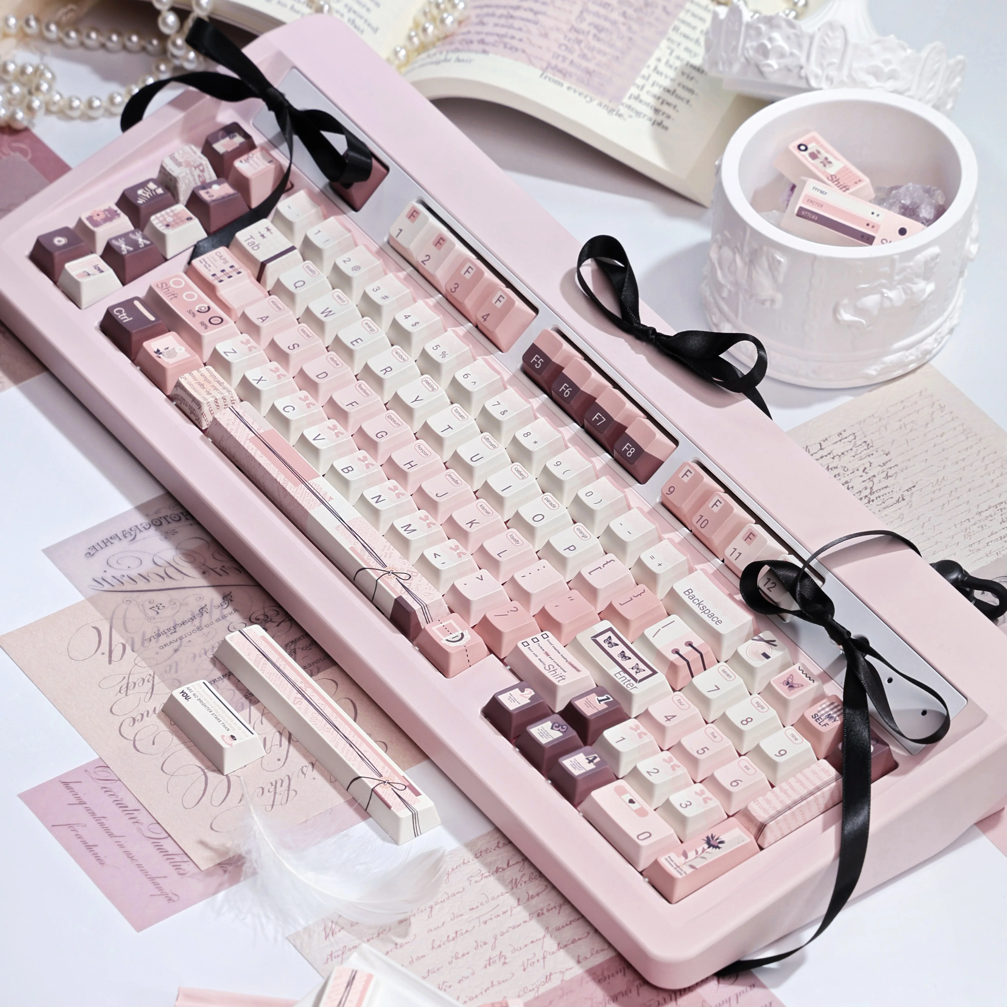 Juego de teclas con tema de manual de princesa, sublimación PBT, SOA, perfil de cereza, tapas de teclado, accesorios personalizados - imagen 4