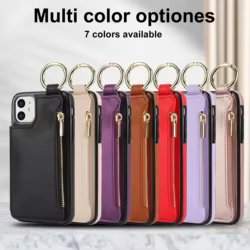 Funda de cuero con soporte de anillo para iPhone, funda magnética Rfid con doble hebilla para tarjetas, 15 Pro Max, 16 Plus, 14, 13, 12, 11