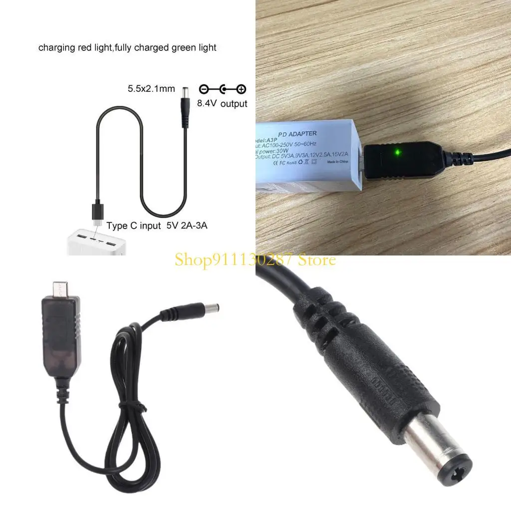 Adaptador alimentación J1HC Tipo cable cable Cable cargador DC5521 para batería 8.4V