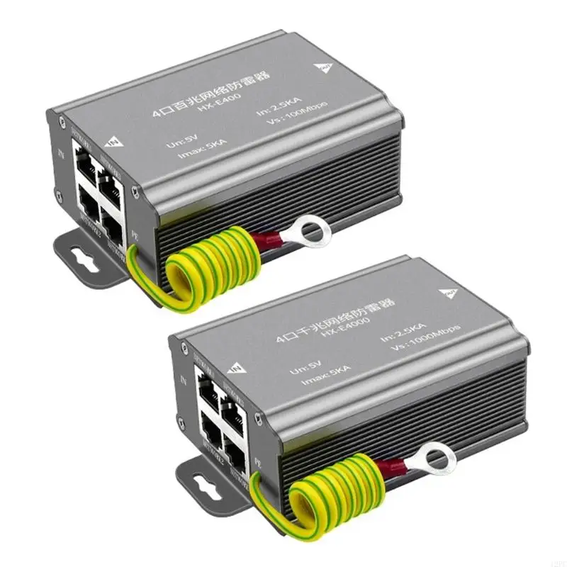 Protectores contra sobretensiones Ethernet Señal POE Protecciones contra sobretensiones Ethernet 4 puertos 100Mbps/1000Mbps para múltiples dispositivos de red - imagen 4