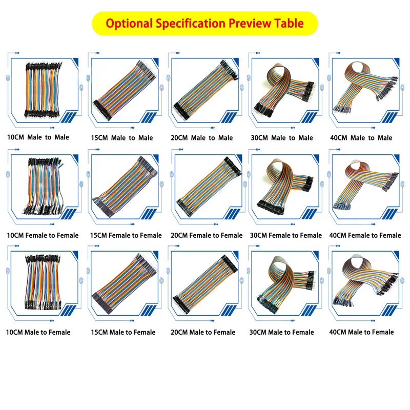 1 Uds línea DuPont hembra a hembra macho a hembra macho a macho 10CM 15CM 20CM 30CM 40CM línea de conexión - imagen 2
