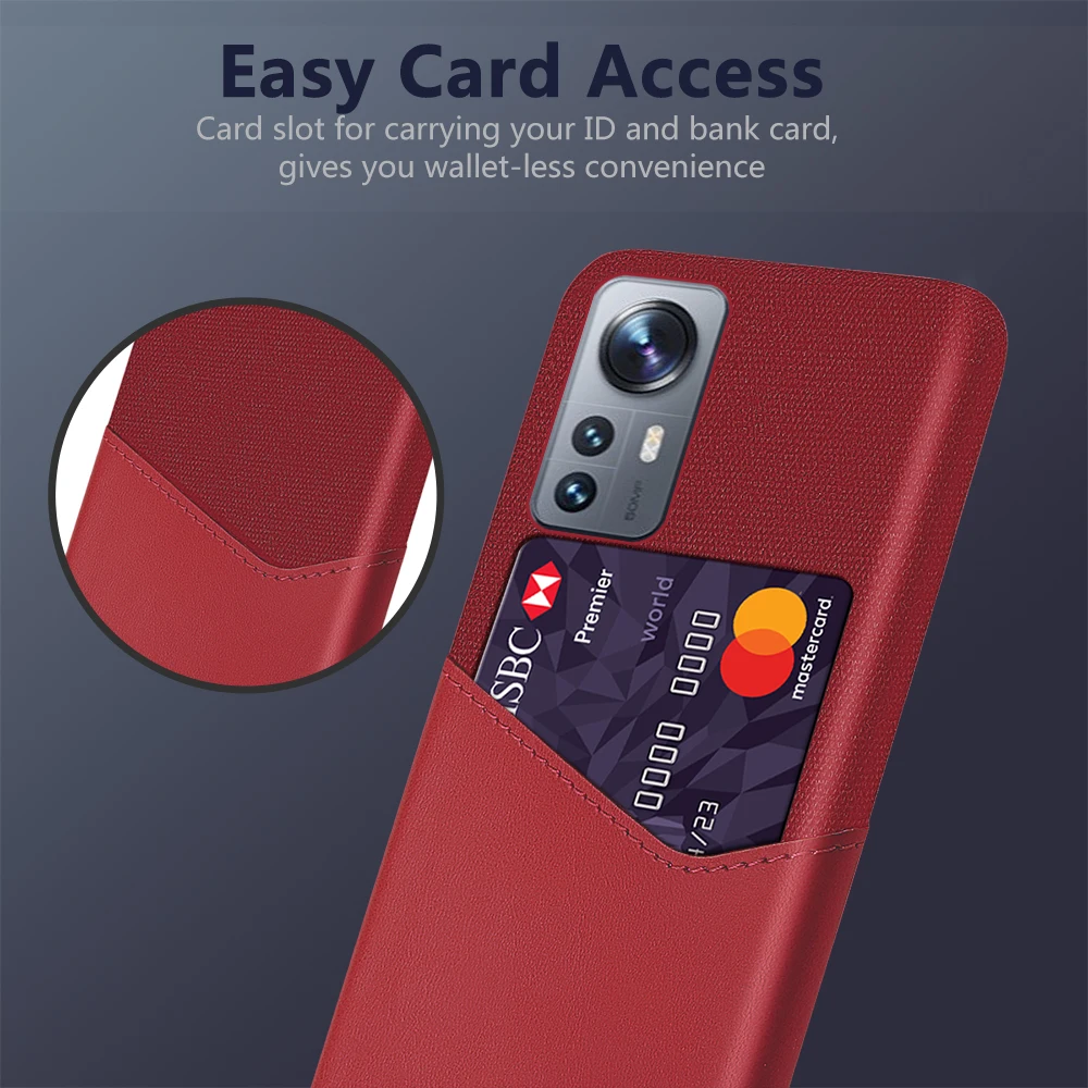 Para Xiaomi 12T /Mi 12T Pro Funda de teléfono Funda para Xiaomi 12T Pro Funda de tela con ranura para soporte de identificación