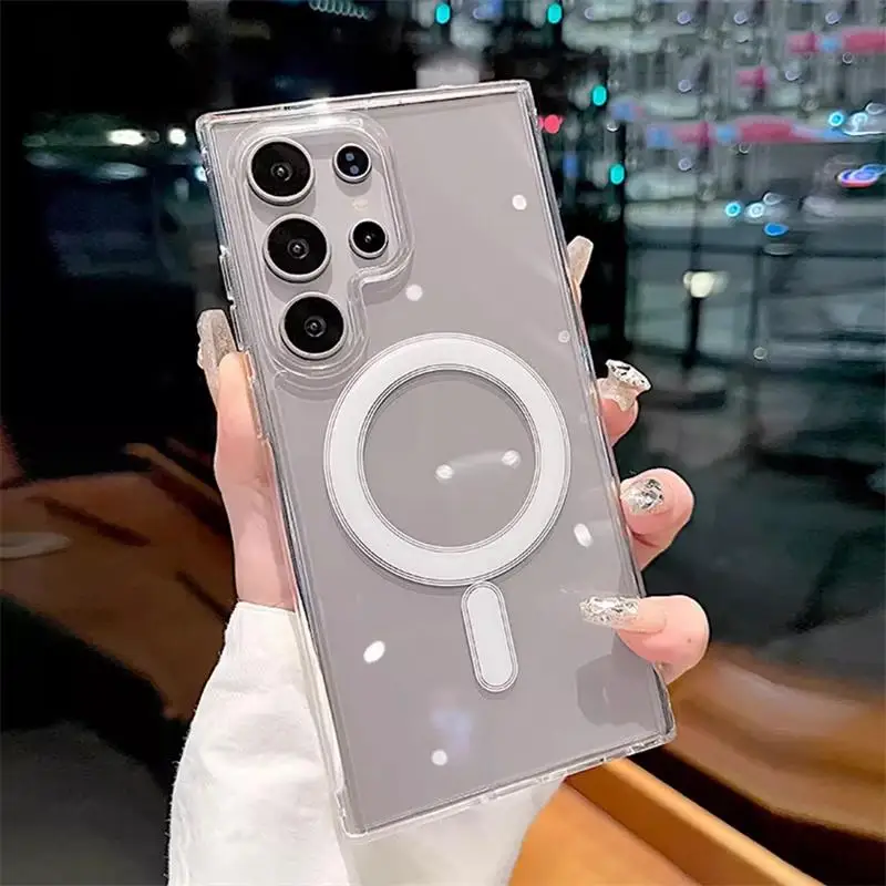 Funda de teléfono Magsafe con carga magnética para Samsung Galaxy S25 Ultra S24 Plus S23 S22 S21 FE Ultra 25 bordes, funda transparente a prueba de golpes - imagen 2