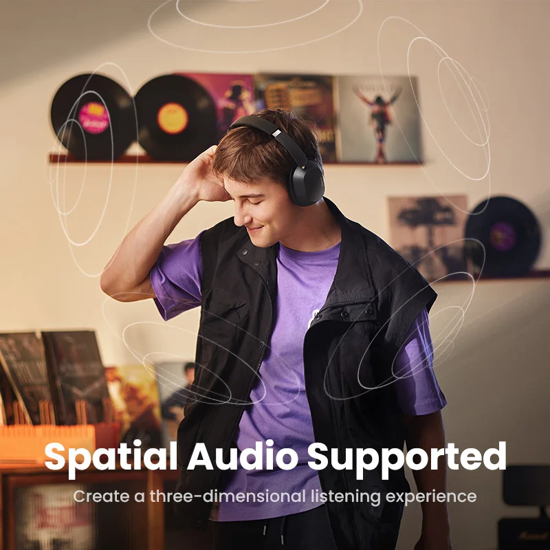 UGREEN-auriculares inalámbricos Max5c con Bluetooth, dispositivo híbrido con cancelación activa de ruido, alta resolución, LDAC, 75H de Audio espacial, 43dB - imagen 3