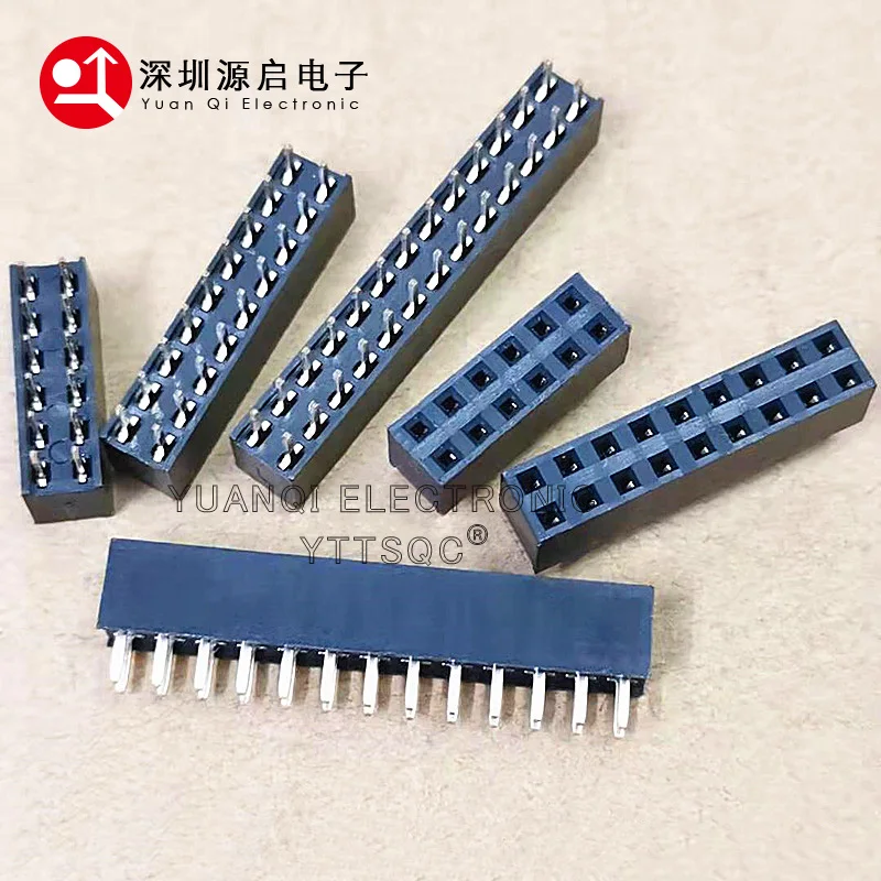 Conector de cabezal hembra de Pcb dorado Rohs, doble fila recta, perfil corto, 2x2/3/4/8P/15P/26P/40P, 10 piezas, 2,54mm de altura de plástico, 5,7mm - imagen 2