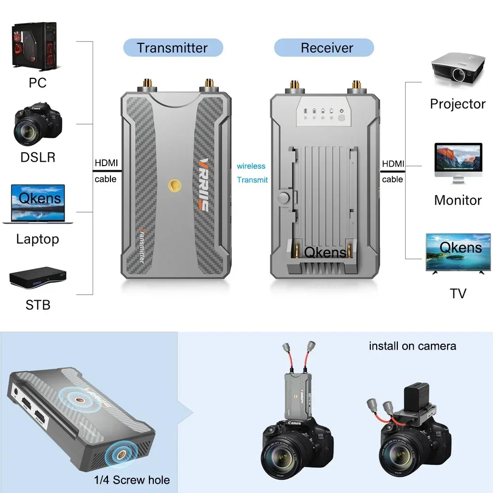 Transmisor y receptor de vídeo inalámbrico, adaptador de pantalla extensor HDMI para transmisión de cámara, portátil, PC a TV, soporte de batería, 300M - imagen 4