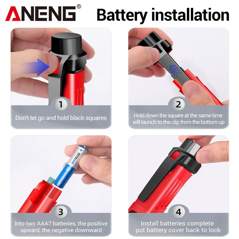 ANENG VD802 pluma probadora de voltaje medidor de voltaje CA 12-1000v pluma de sensibilidad sin contacto estilo NCV Detector de continuidad herramientas de prueba - imagen 5