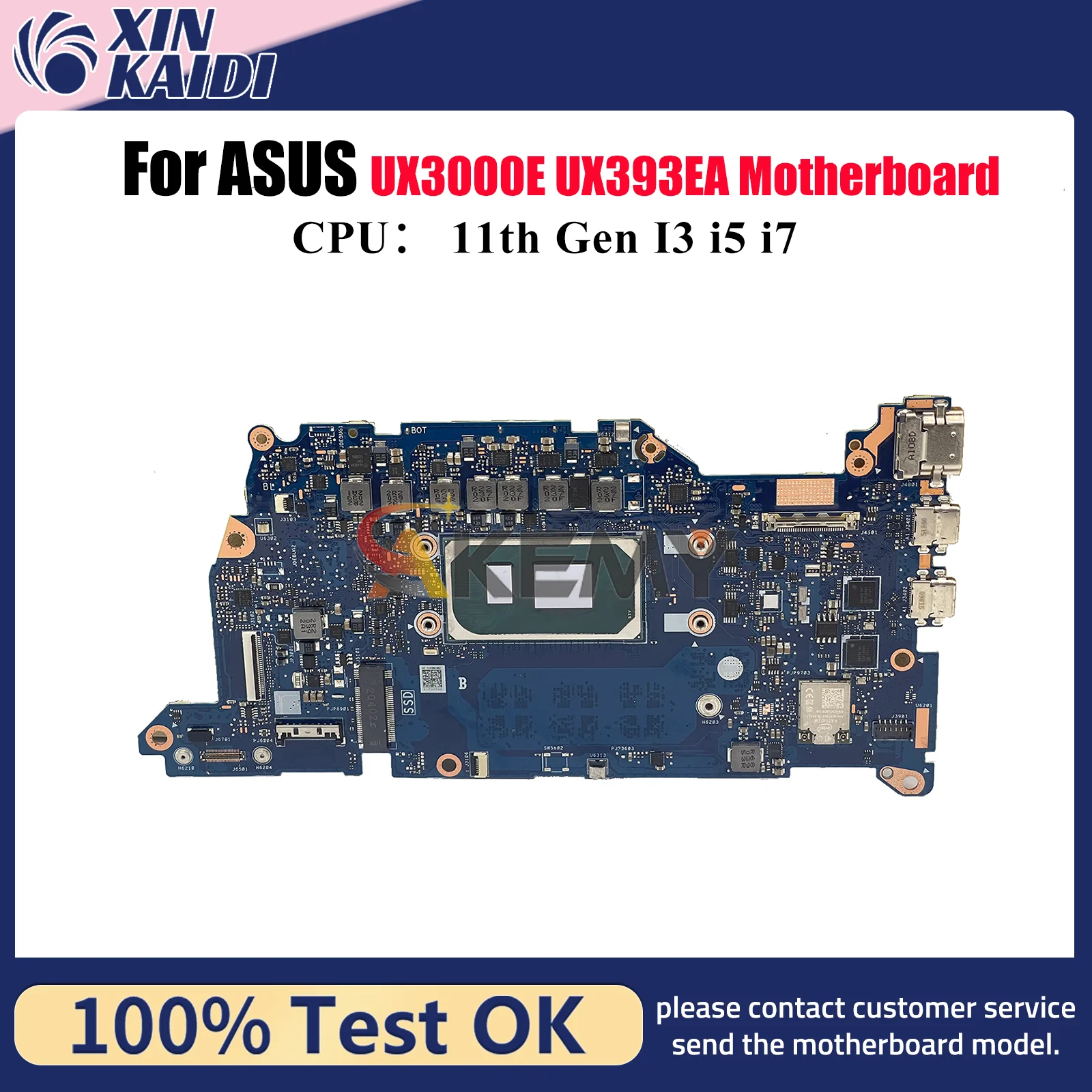 Placa base para ordenador portátil UX393EA para ASUS ZenBook UX3000E UX393EA UX393E placa base para portátil con 11. a generación I3 i5 i7 100% pruebas OK stk