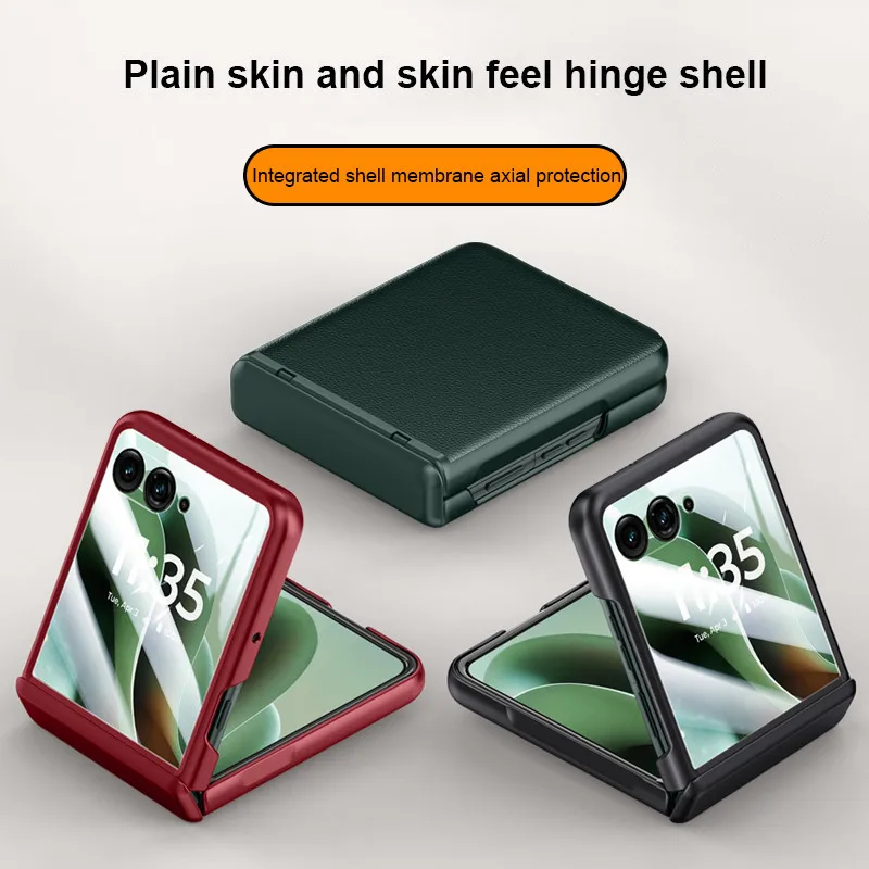 Funda con bisagra plegable magnética de cuero Skin Feel para Motorola Razr 60 Ultra 60 Pro Razr 50 5G, funda protectora con película templada - imagen 3