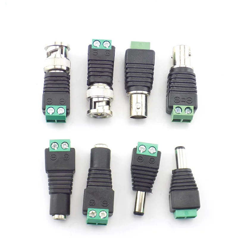 10 Uds 12V DC macho DC hembra enchufe BNC conector macho CCTV Cable de alimentación CC 2,1x5,5mm adaptador BNC para tira de luz Led - imagen 2