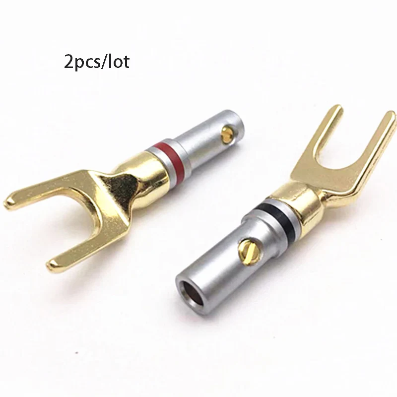 Conector Banana HIFI AMP, 4mm, chapado en cobre, tipo Y tipo U, adaptador de altavoz, amplificador, conector de Audio, poste de encuadernación, 2 uds. - imagen 4