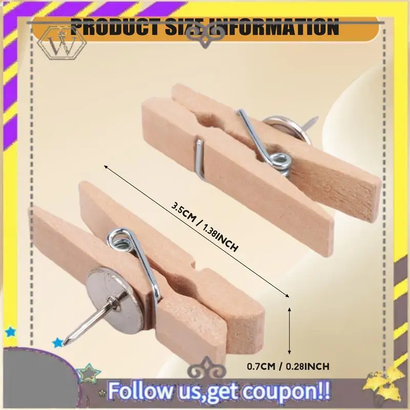 Nuevos chinchetas con Clips de madera, 50 Uds., chinchetas, Clips de papel creativos, pinzas para la ropa para tablero de corcho y pared de fotos de oficinas - imagen 5