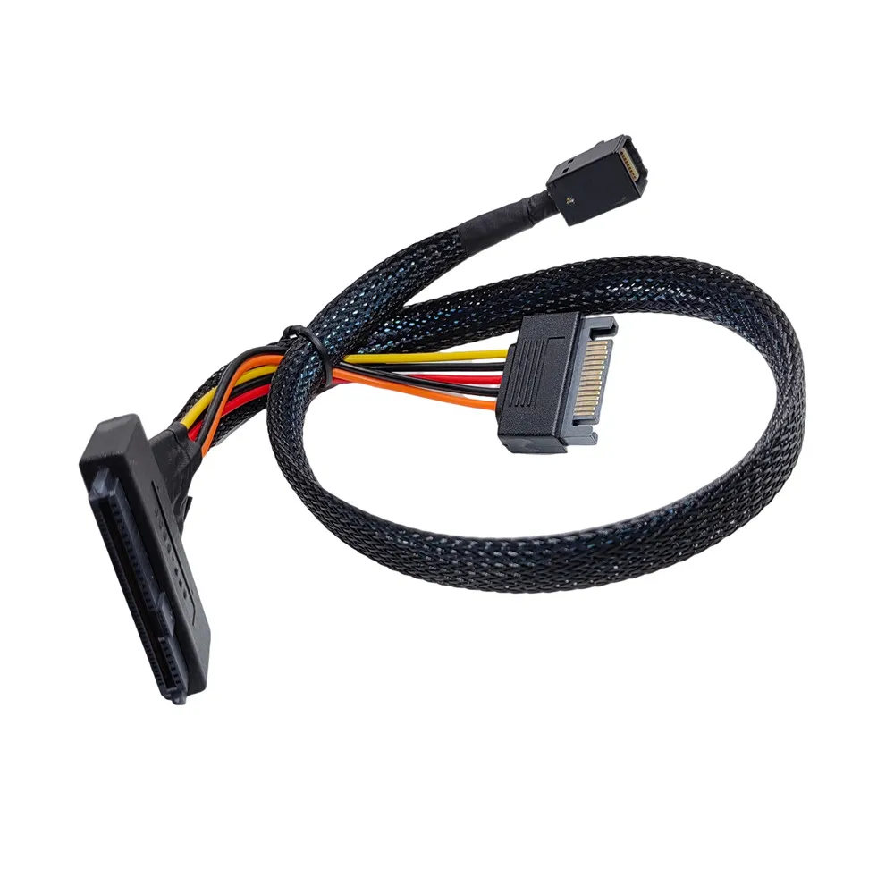 0,5 M 1 M PCIe interno 4.0 Mini SAS SFF-8643 a U.2 SFF-8639 SSD con cable de alimentación SATA macho de 15 pines - imagen 2
