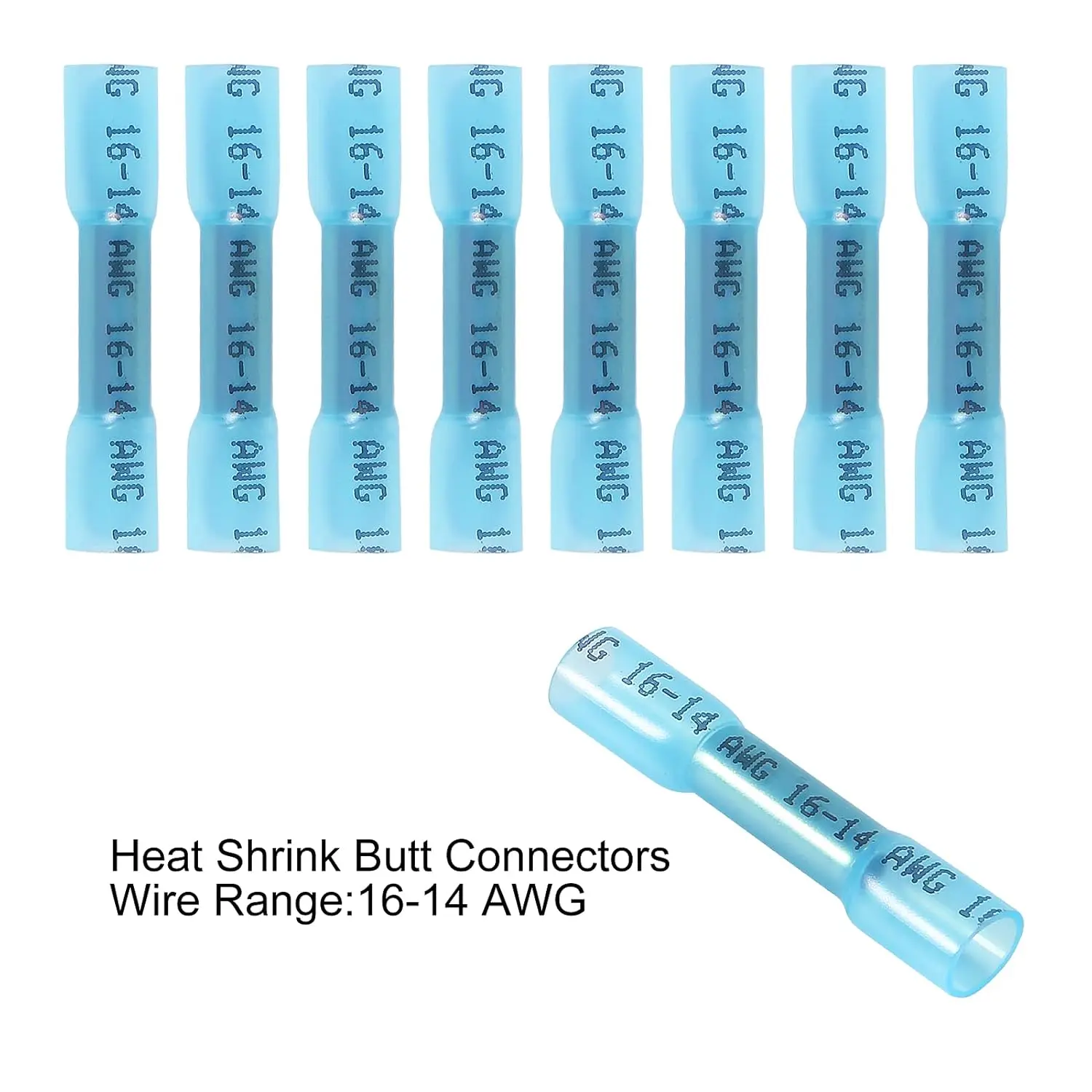 200 Uds conectores a tope termorretráctiles azul 16-14 AWG Kit de conectores eléctricos conectores de cable conectores de engarzado marinos automotrices - imagen 2