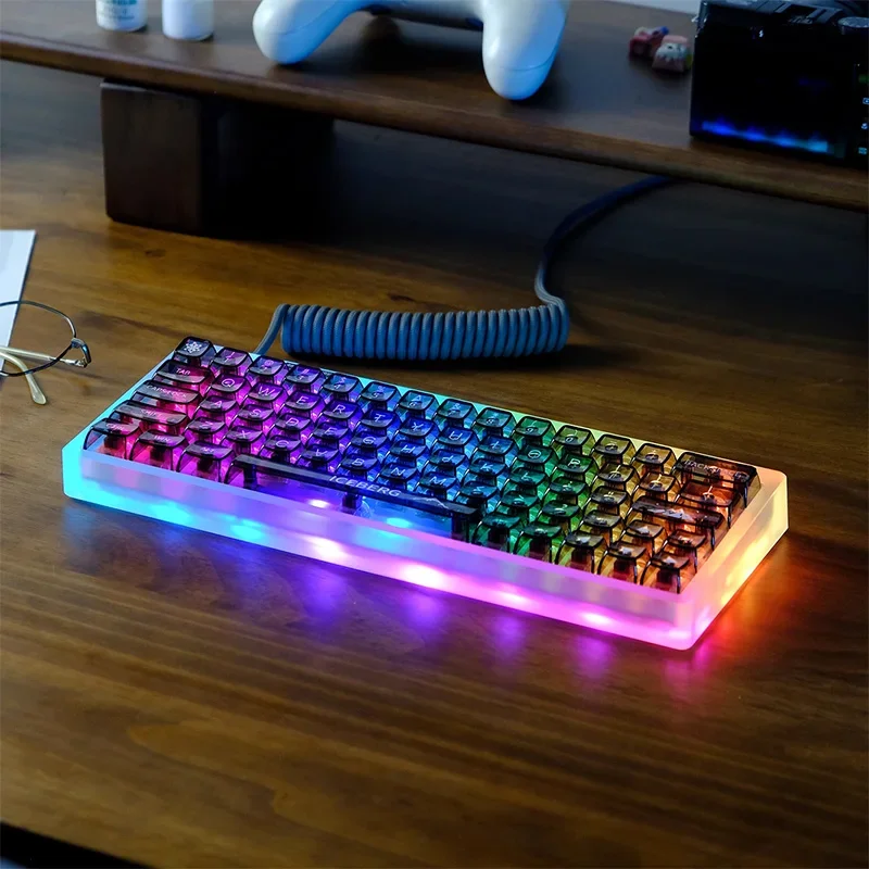 SUMREDA Iceberg Crystal transparente retroiluminado RGB Keycap para teclado mecánico perfil CBSA diseño ISO 132 teclas PC Keycap personalizado - imagen 4