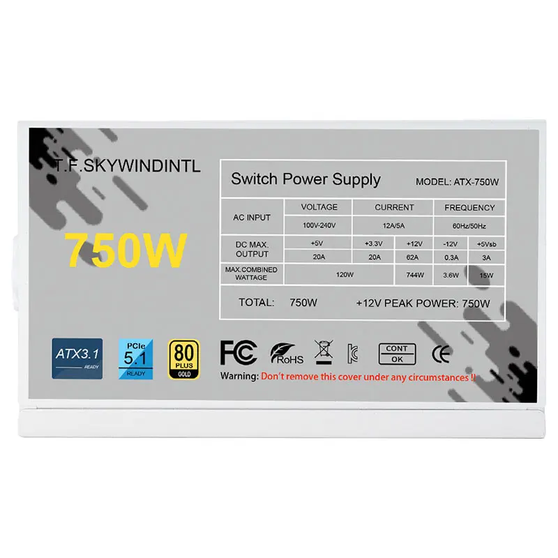 Fuente de alimentación Modular completa blanca 750w 850w 1000W 1200W Watt PCIE 5,0 ATX 3,0 80Plus Gold para ordenador de juegos - imagen 3