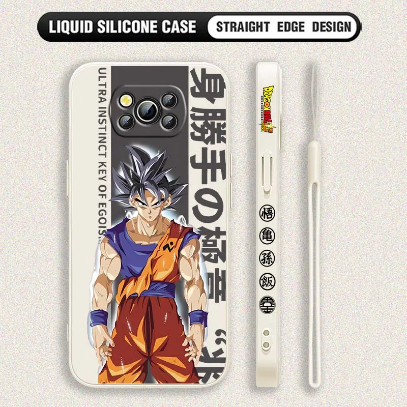 Moda d-dragon Ball Saiyan para Xiaomi Poco X6 X5 X4 X3 M6 M5 M3 F6 F5 F4 F3 GT Pro 5G cubierta de la caja del teléfono de la cuerda izquierda líquida - imagen 3