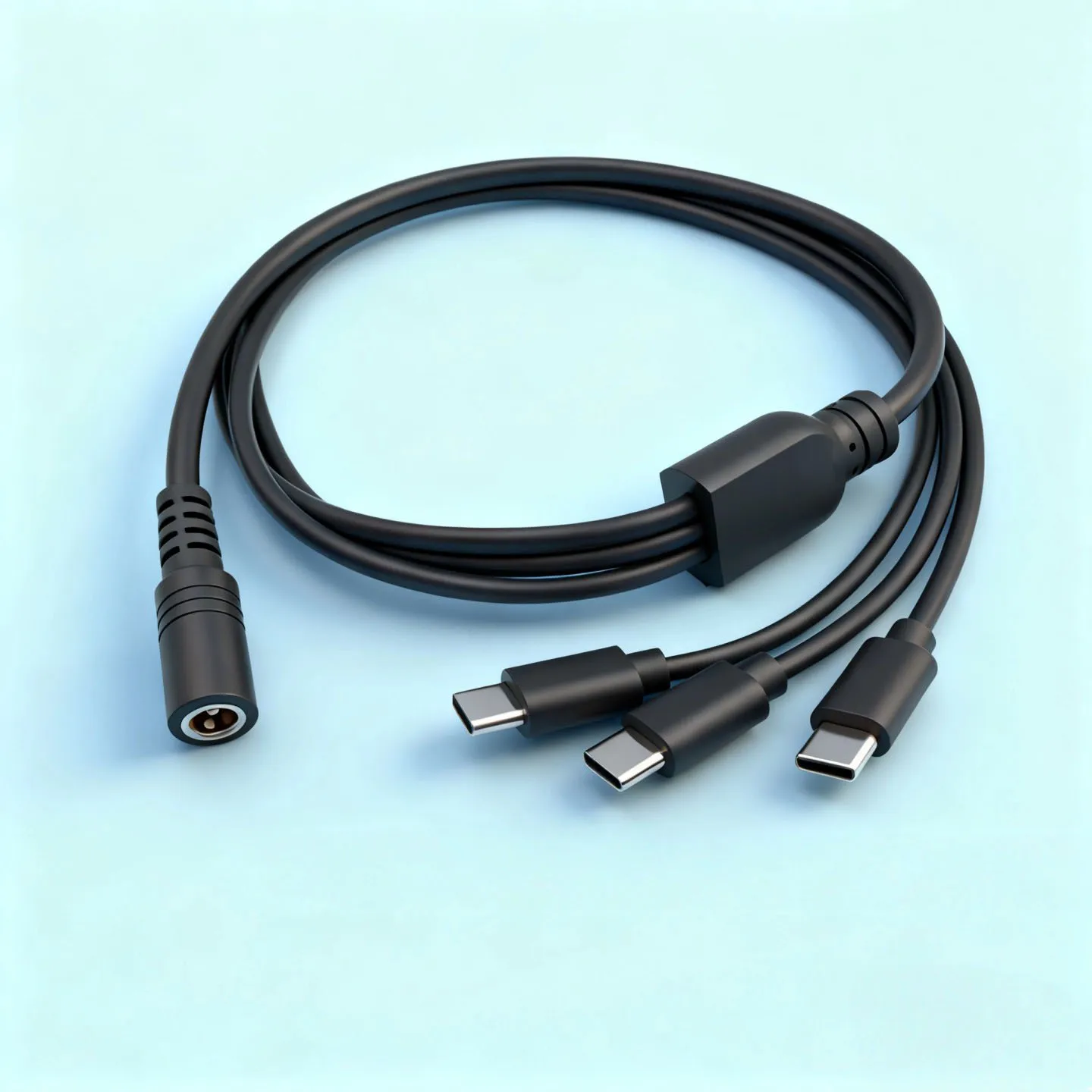 Cables divisores DC 5,5*2,1mm a tipo c Cables de cargador de energía 0,75 M 1 a 2 3 4 5 6 Cable de datos 18AWG todos los cables de alimentación Coppwe - imagen 5