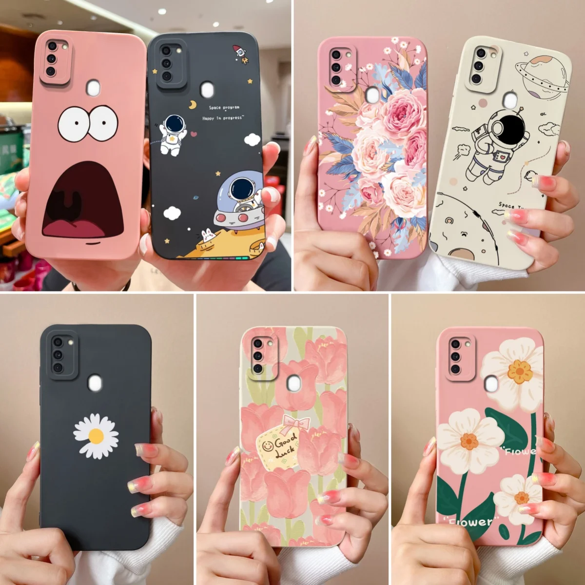 Funda para Samsung A11 flor suave silicona líquida protección de lente duradera fundas traseras de teléfono para Galaxy A 11 Funda Coque para mujer