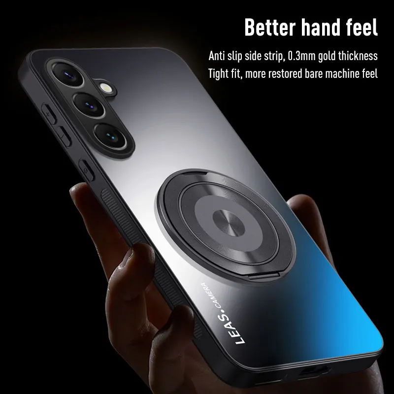 Para Samsung S25 Edge S24 S23 S22 S21 Plus FE Note 20 soporte de anillo Ultra magnético funda trasera para teléfono Magsafe anillo lente protege la cubierta - imagen 4