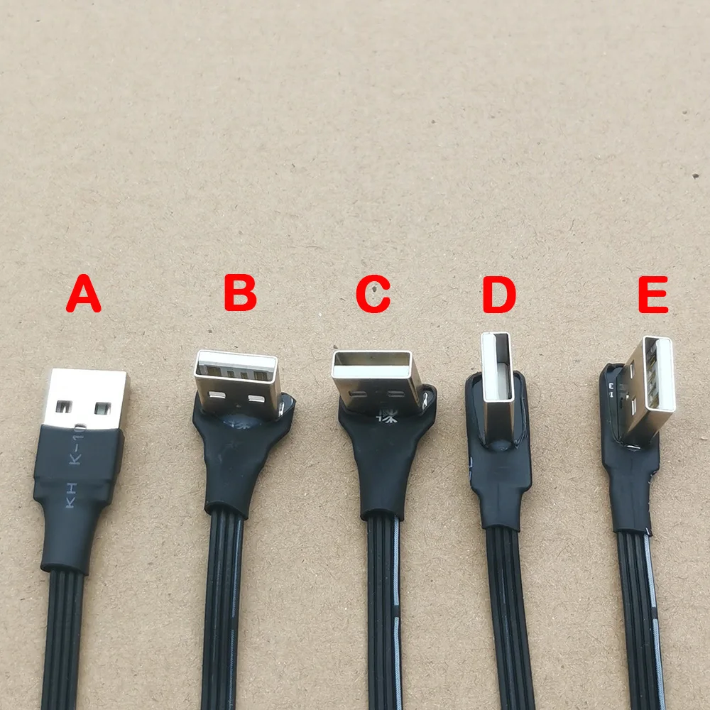 Codo USB plano de 50CM a conector de Cable de carga macho tipo C Cable suave de ángulo recto versión 2,0 USB 2,0 a tipo C - imagen 2