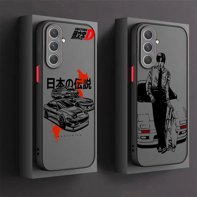 Initial D Anime Art Car Cool Frosted translúcido para Samsung Galaxy S24 S23 S22 S21 S20 FE S10 S9 S8 Plus Ultra Pro 5G Soft