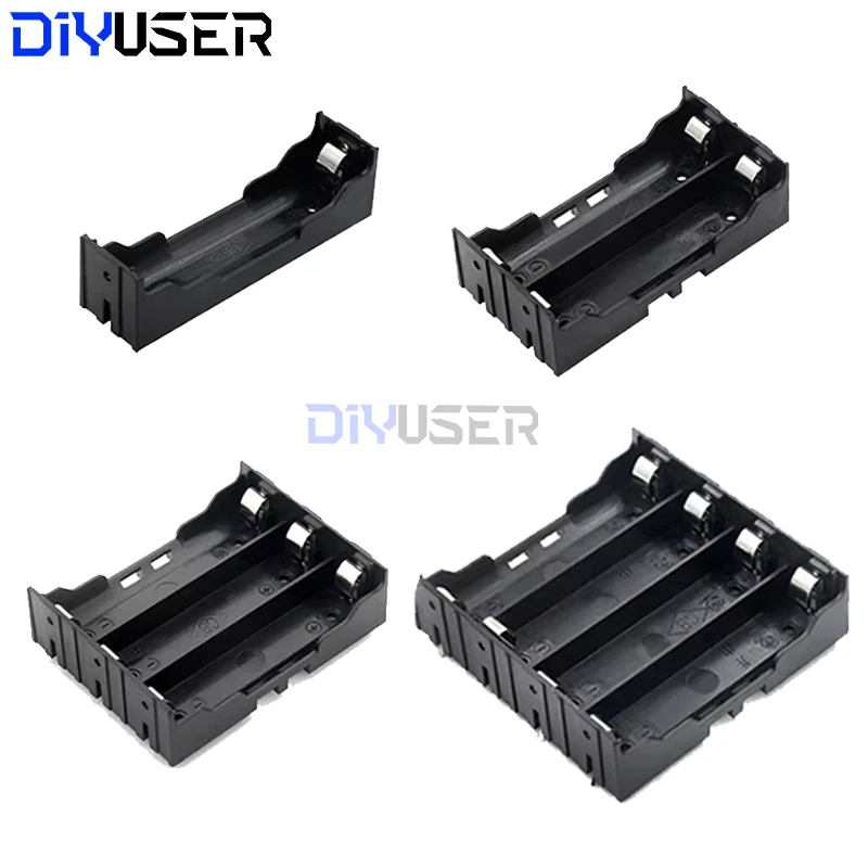 ABS 18650 fundas para banco de energía 1X 2X 3X 4X 18650 soporte para batería caja de almacenamiento 1 2 3 4 ranuras contenedor de baterías con Pin duro