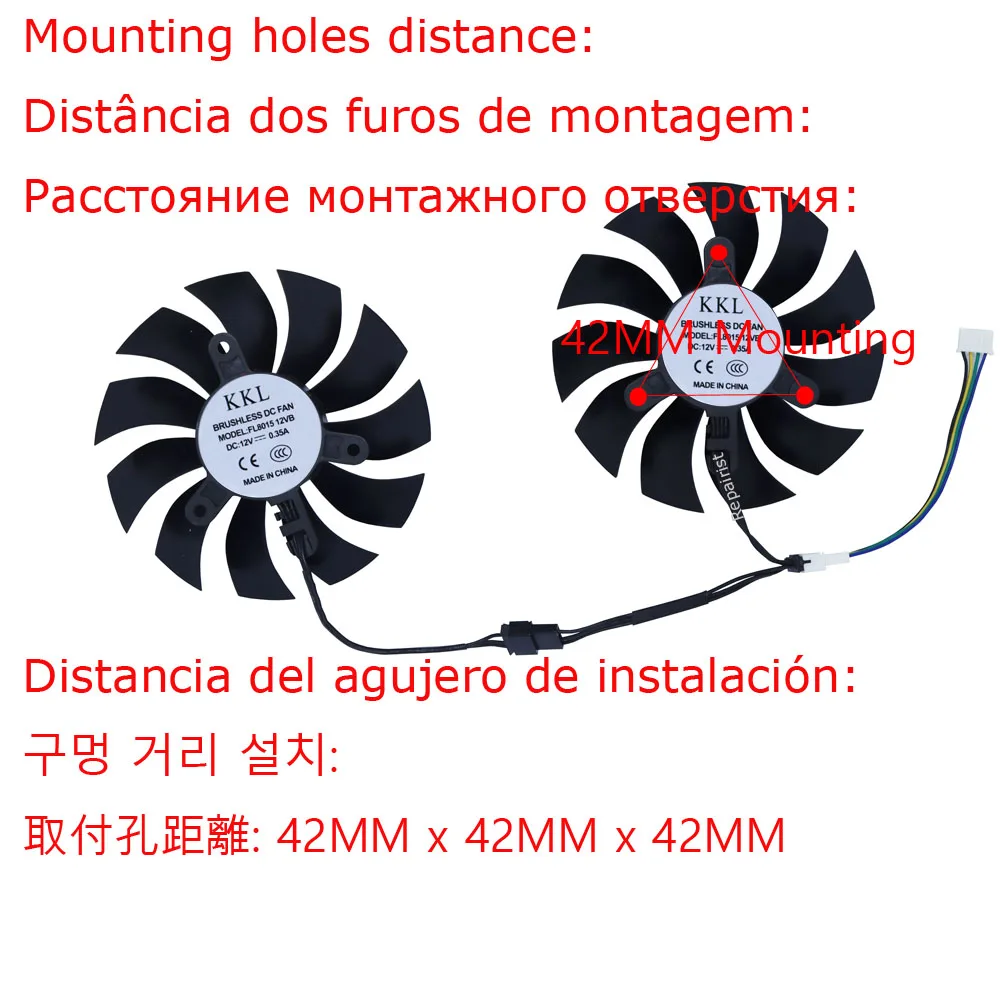 Ventilador de tarjeta de vídeo GPU Cooler para 51RISC rtx2060 6G, para For SOYO ABIT JIESHUO MLLSE rtx 3070 TiM 8G 3060M 3070M,For 51risc RTX 3070 TiM 8gb,2 unids/set,FL8015 12VB - imagen 2