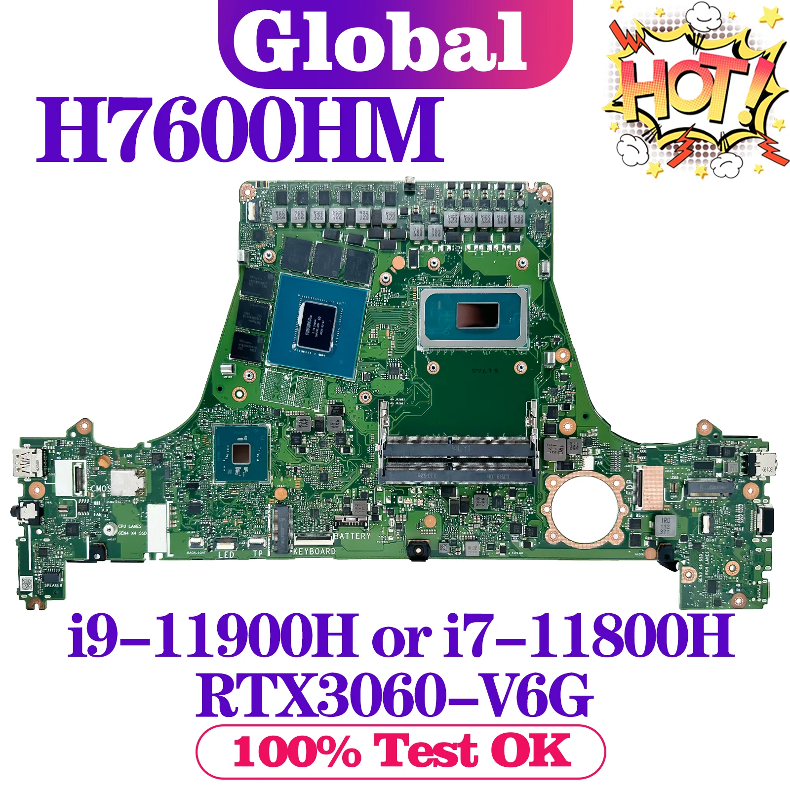Placa base W7600H3A H7600HM W7600H5A W7600H3 J7600H3A J7600H5A J7600HM para placa base de ordenador portátil ASUS i7-11800H i9-11900H W-11955M - imagen 2