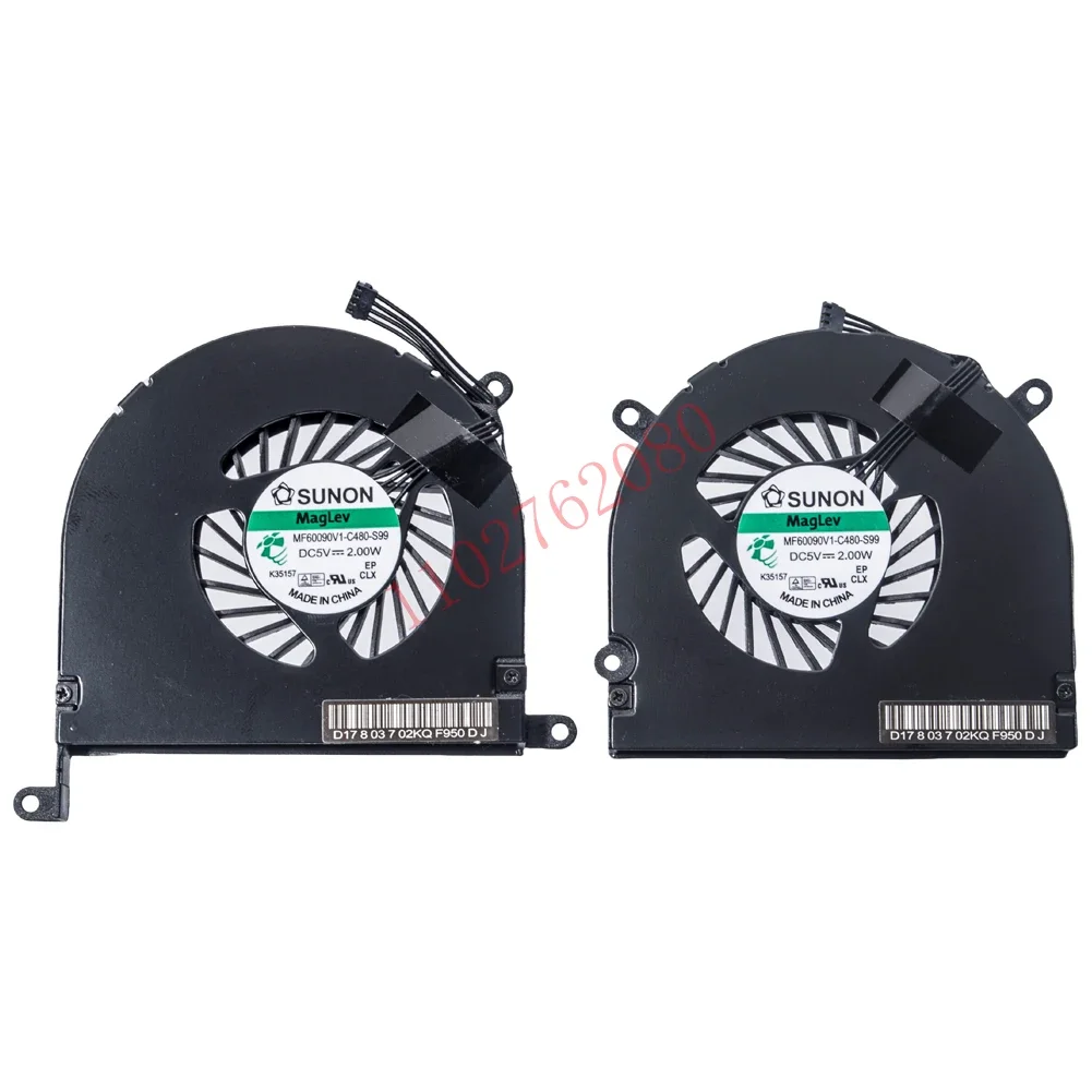 Ventilador de refrigeración de CPU para portátil de repuesto, juego izquierdo y derecho Compatible con MacBook Pro A1297 Unibody de 17 pulgadas 2009 2010 2011