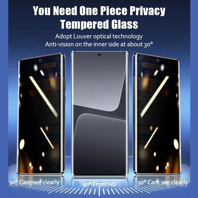 Protector de pantalla de vidrio templado 9H antiespía de privacidad con borde curvo 3D para Honor 100 200 300 Pro - imagen 3