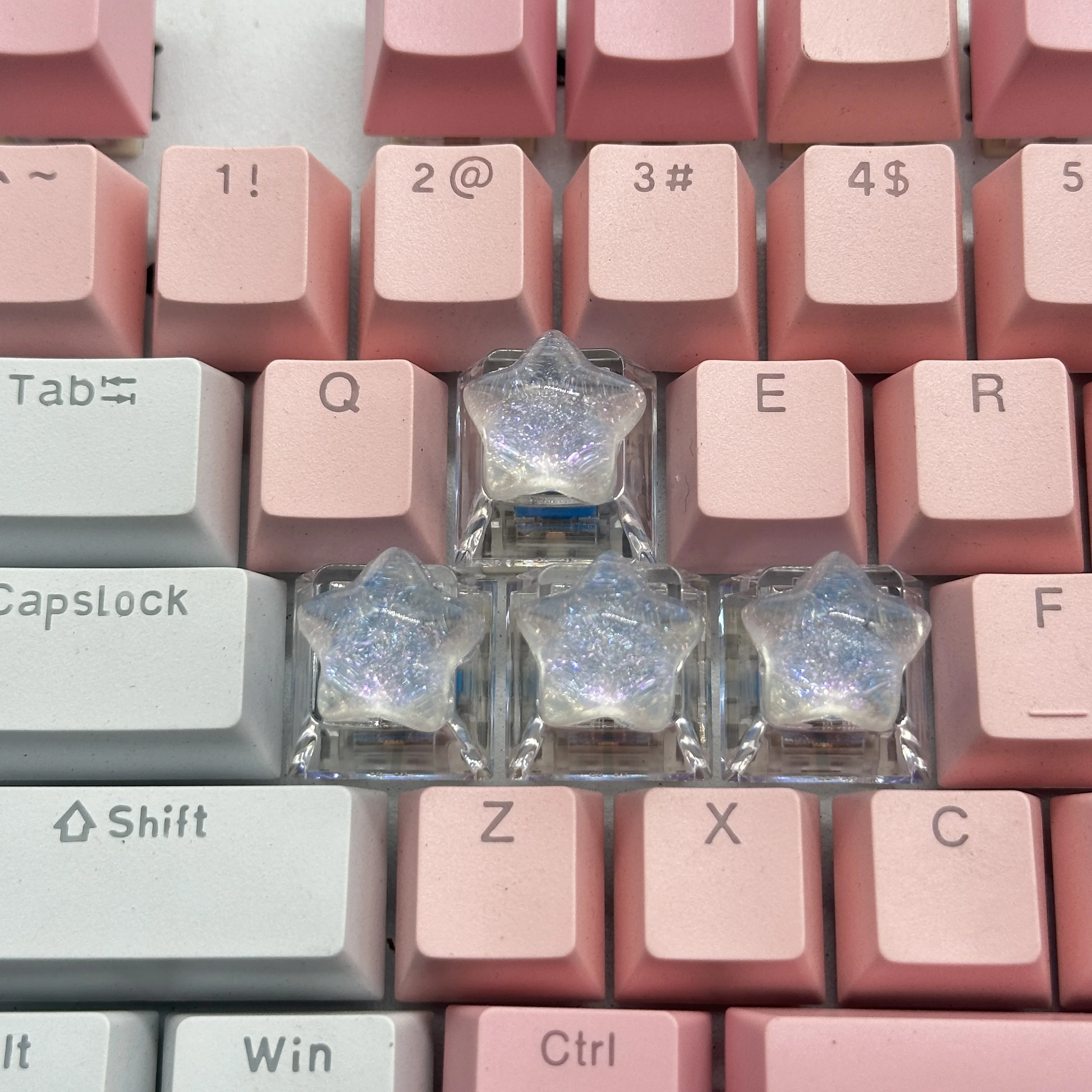 Teclas mecánicas de pentagrama transparente DIY personalizadas de alta calidad con teclas individuales de eje transversal, 4 Uds.
