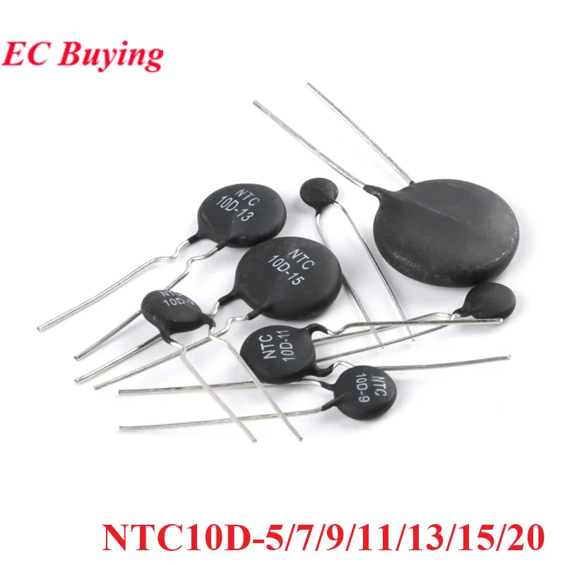 10 uds/1pc NTC 10D NTC10D termistor 10D-5 -7 10D-9 10D-11 10D-13 10D-15 10D-20 resistencia térmica de coeficiente de temperatura negativo