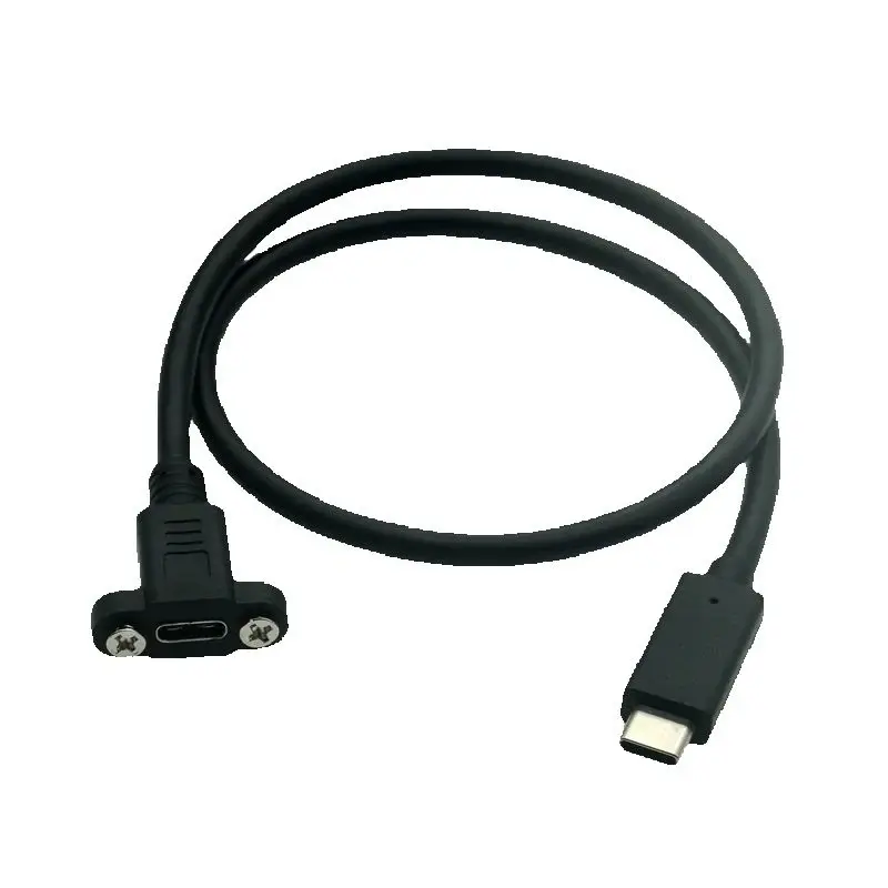 Cable de extensión USB 3,1 tipo c macho a hembra con tornillo de montaje en Panel, cable de datos extensor de Cable de extensión USB C hembra a USBc macho