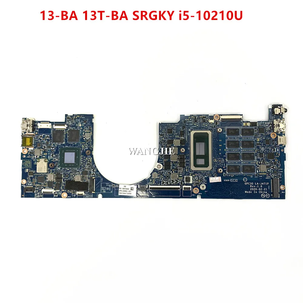 Para HP Envy 13-BA 13T-BA placa base de computadora portátil GPC30 LA-J471P 94592-601 CPU I5-10210U I7-10510U GPU MX250 2GB RAM 8GB
