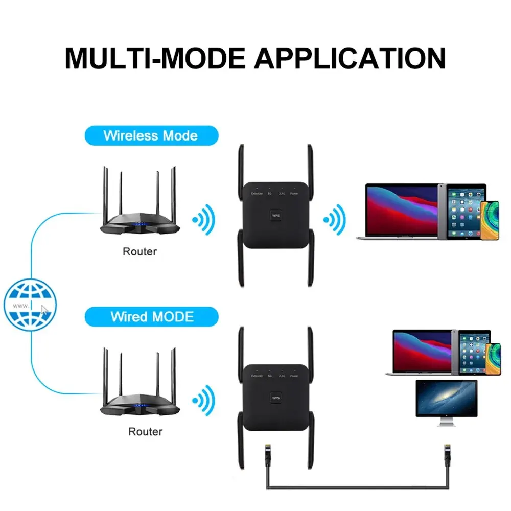 AliExpress Collection Repetidor WiFi AC1200 de 5Ghz, enrutador de 1200Mbps, 2,4G y 5GHz WiFi de amplificador de señal, Red de largo alcance - imagen 4