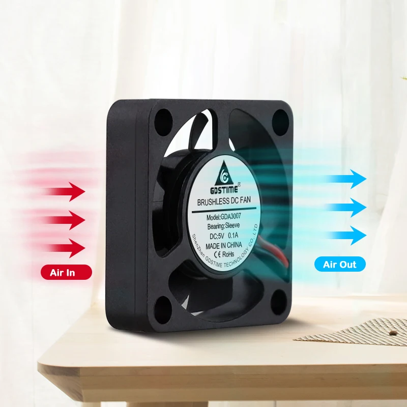 Gdstime-ventilador de refrigeración sin escobillas, pieza pequeña de 5V, Dupont, 2 pines, 100, 3cm, 30mm, 30x30x7mm, 3007 Uds./lote - imagen 5