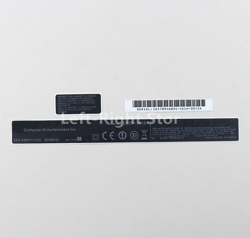 80 juegos de etiquetas de repuesto, carcasa, pegatina negra, sello de película de código de barras para Sony Playstation 3 PS3 Slim 3000 - imagen 5