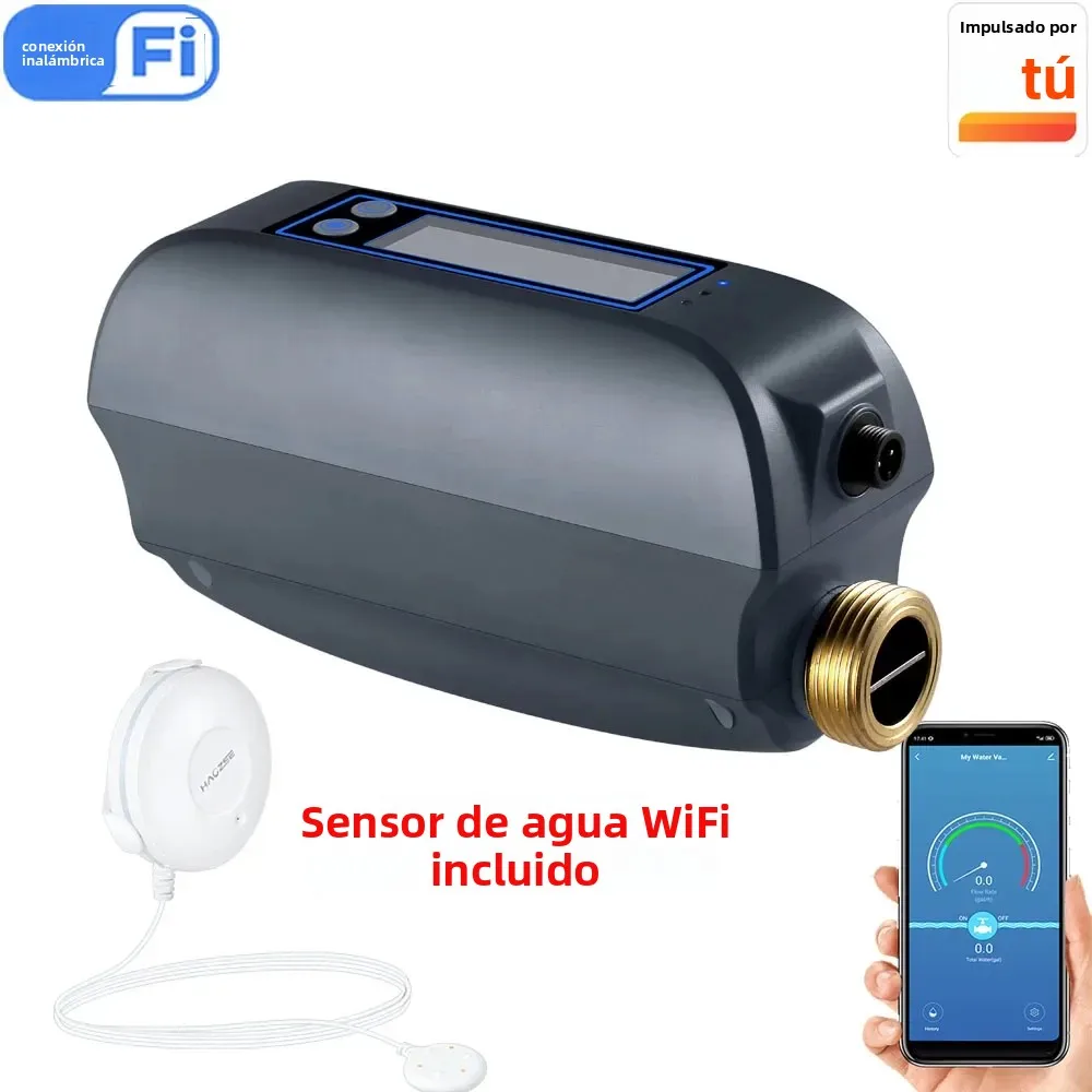 Tuya-válvula de agua inteligente WiFi, medidor de flujo de agua con cierre, batería recargable integrada para tubería de 3/4 pulgadas de diámetro DN20 - imagen 2