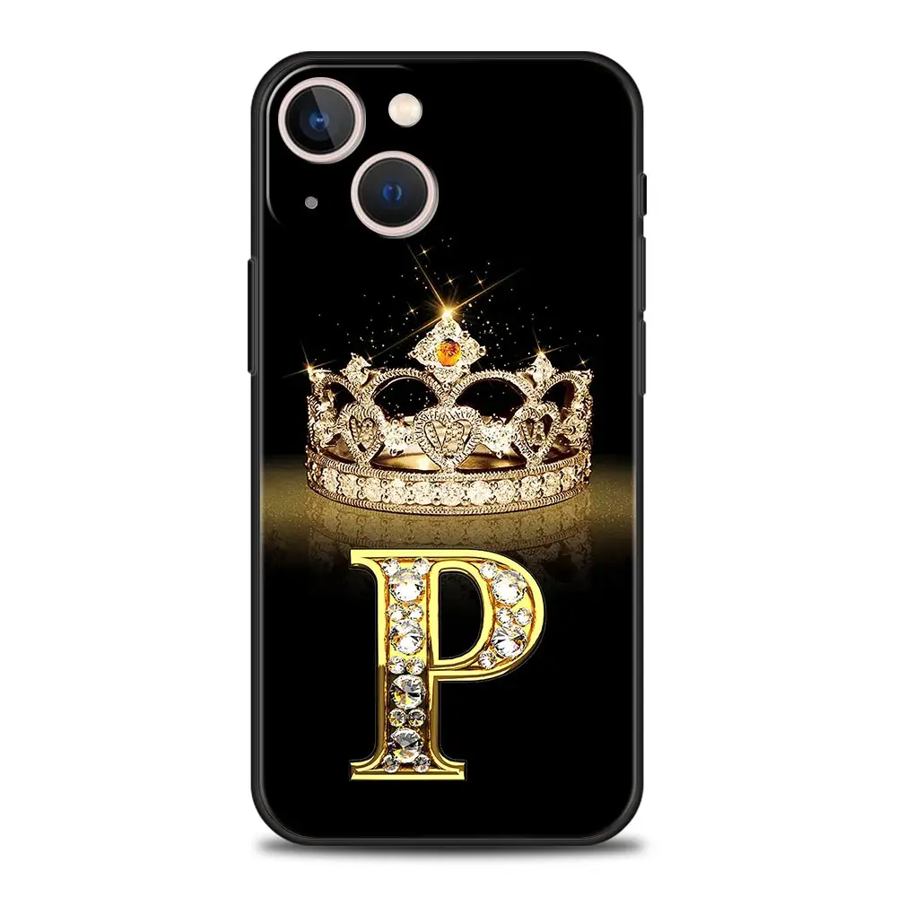 Funda de teléfono de lujo para Apple iPhone, 11, 15, 14 Pro MAX, 12, 13, 7, 8 Plus, X, XR, XS, MAX, SE, Letra de corona de diamante, 26 letras - imagen 5