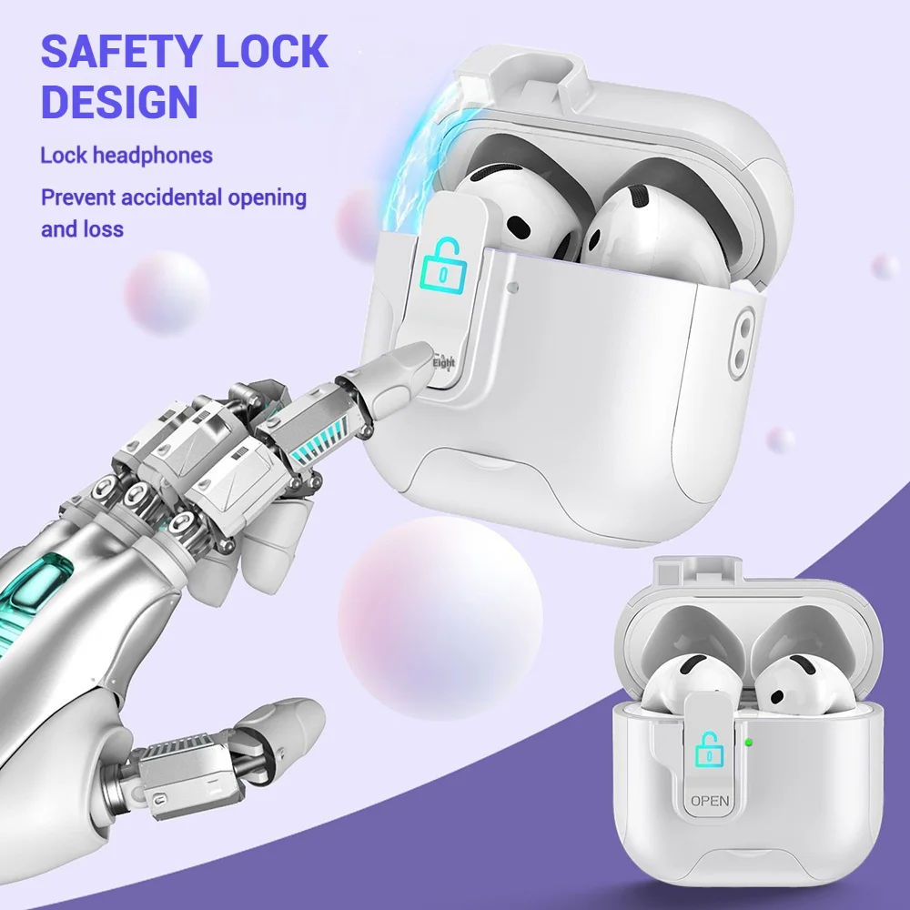 2025 para AirPods 4 3 2 1 funda con bloqueo automático con soporte para teléfono MagSafe funda protectora con cordón para AirPods Pro2 - imagen 2