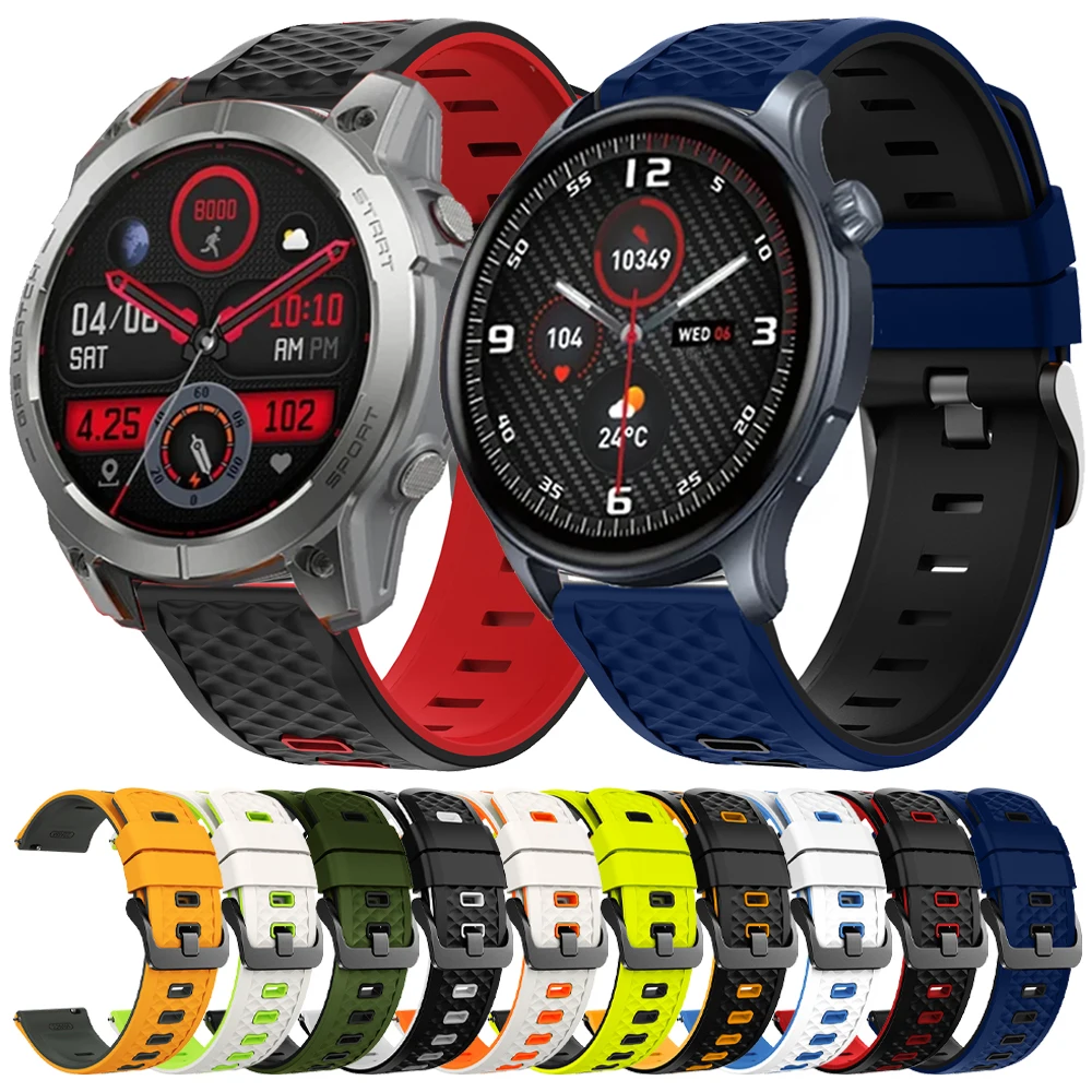 Correa de silicona suave de 22mm para Zeblaze Vibe 7 Pro Ares 3 Pro, pulsera de repuesto para Zeblaze Btalk 3 Pro/Plus Stratos2 Ultra Band