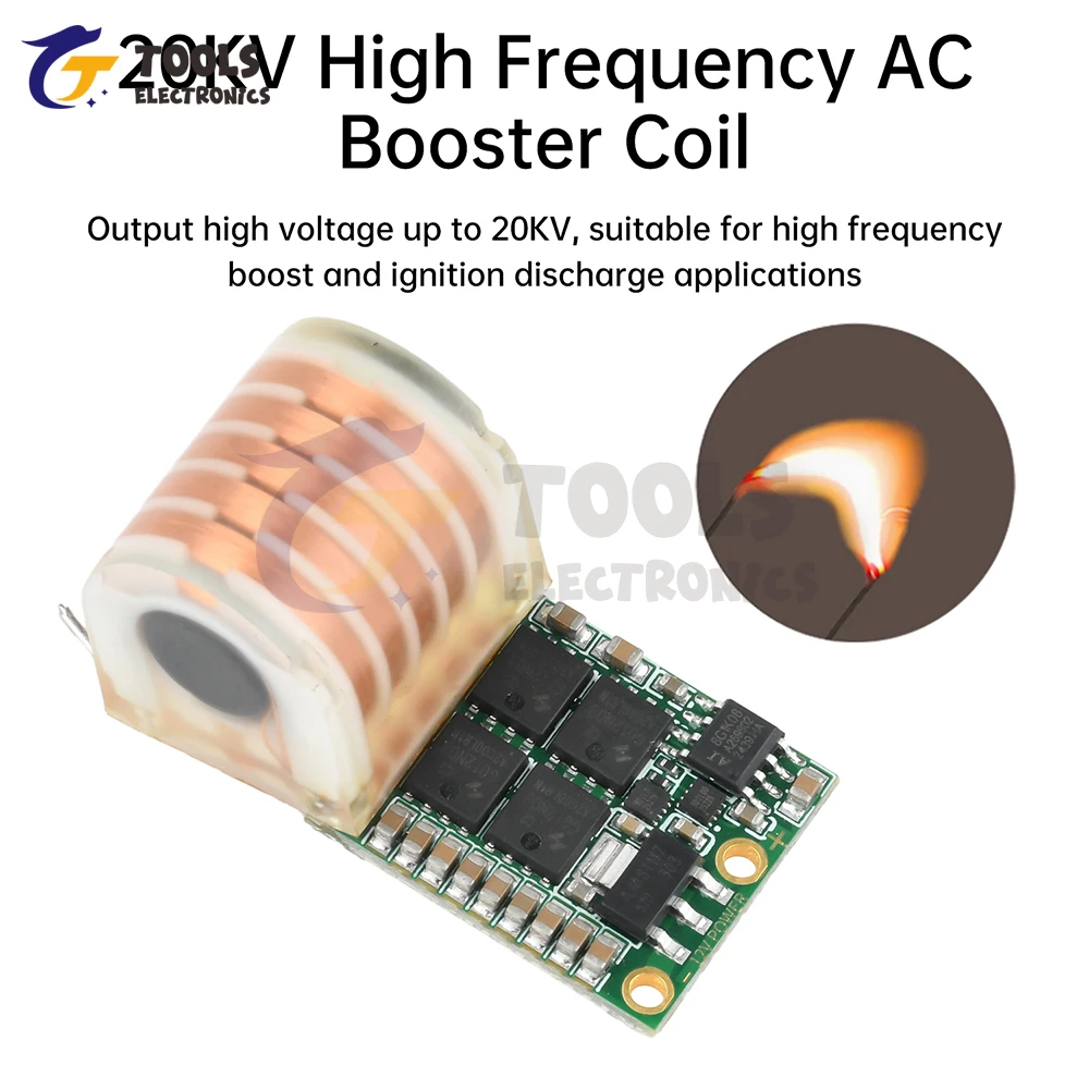 DC 9-12V a AC 20KV Bobina de refuerzo de CA de alta frecuencia Módulo de encendido de alto voltaje Generador de alto voltaje - imagen 3