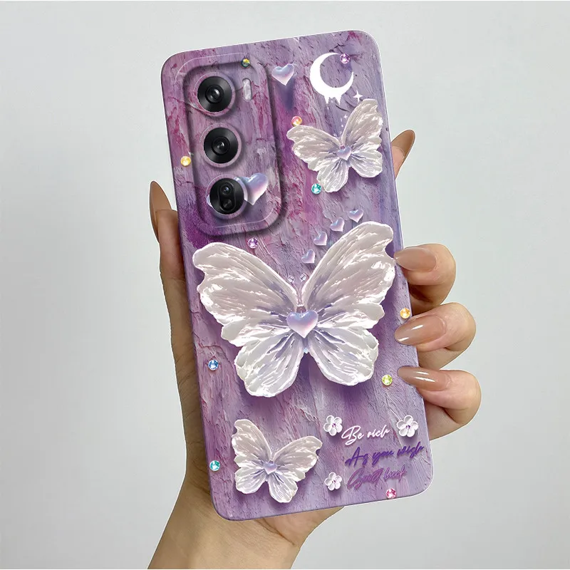 Funda de teléfono con protección de cámara para OPPO Reno12 Reno 12 Pro 12Pro 5G, funda trasera suave de silicona líquida Global con hermosas flores - imagen 5