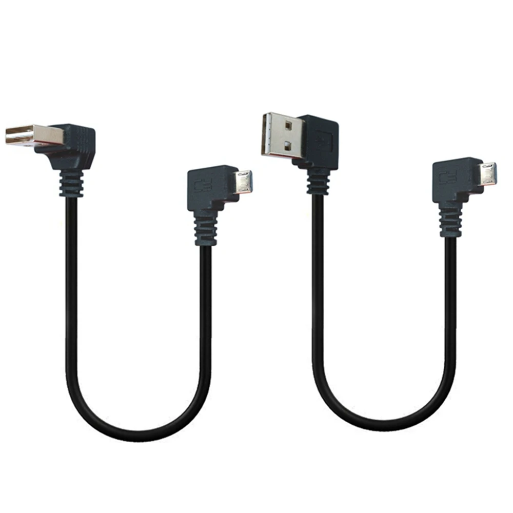 Conector USB 2,0 A a cable Micro USB B macho sincronización de datos de esquina izquierda y derecha y extensor de carga 25CM corto 90 °   izquierda un - imagen 2