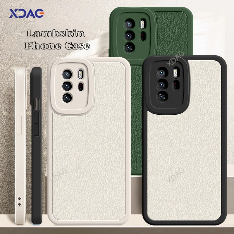Funda de teléfono de lujo para Xiaomi PocoX3, Poco X3 GT X3GT 5G, cubierta trasera de piel de cordero clásica, accesorios de Funda con patrón de piel de lichi - imagen 2