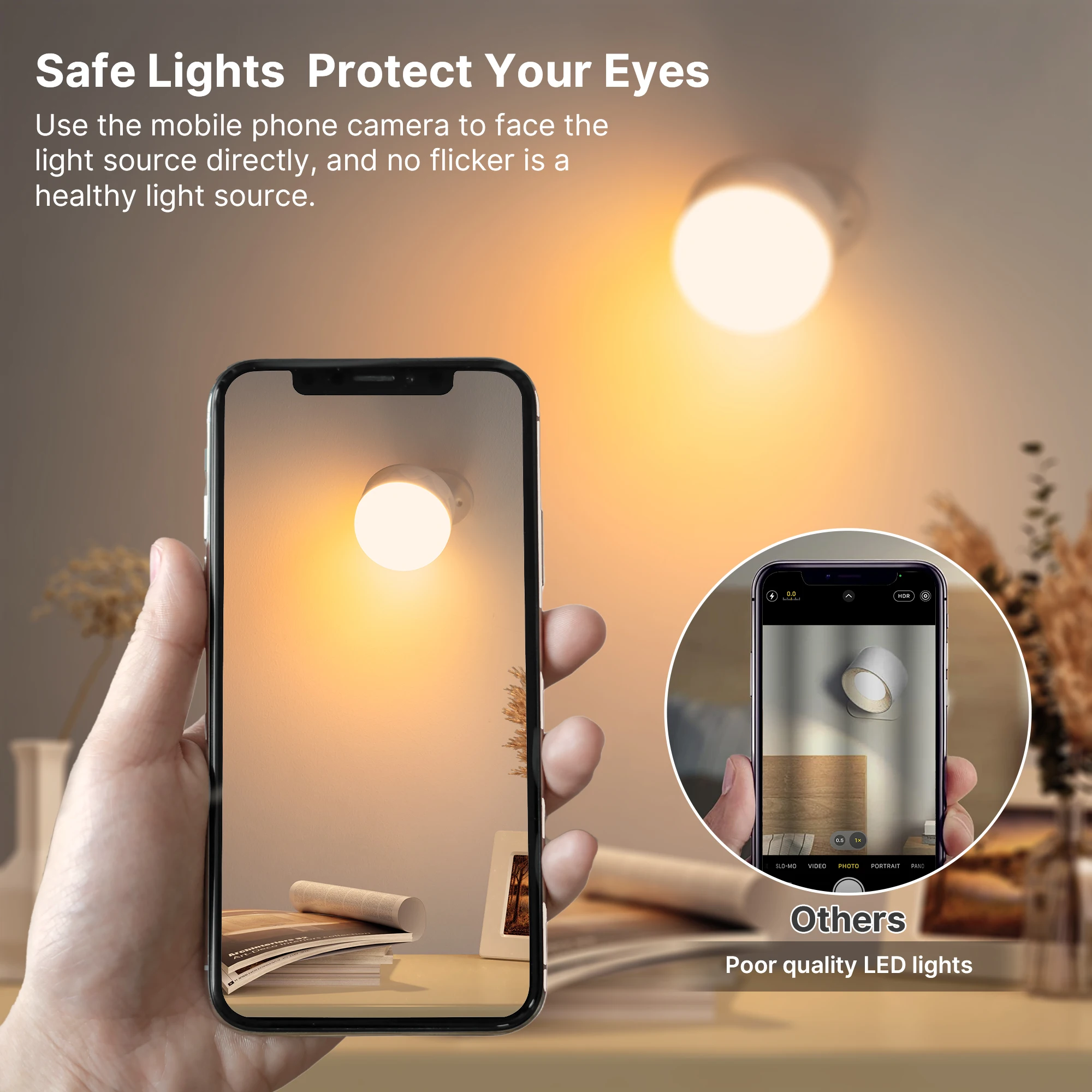 un teléfono celular con una fuente de luz en el fondo