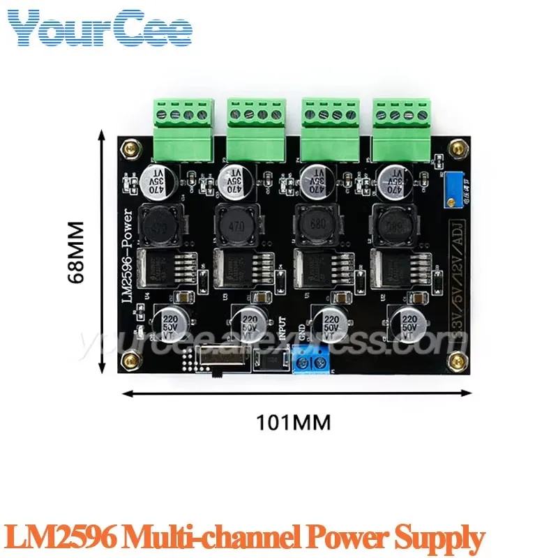 Fuente de alimentación conmutada multicanal DC-DC LM2596 con pantalla Digital de 4 canales Placa de alimentación de salida reductor ajustable - imagen 2